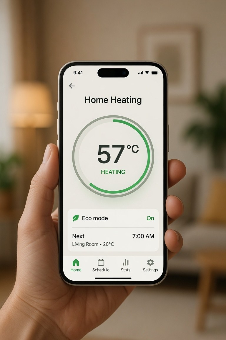 Smart heating control on a phone